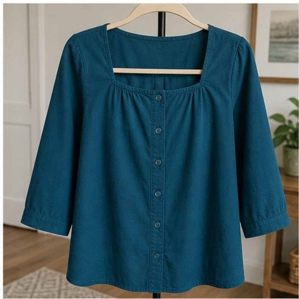 Teal Button Blouse